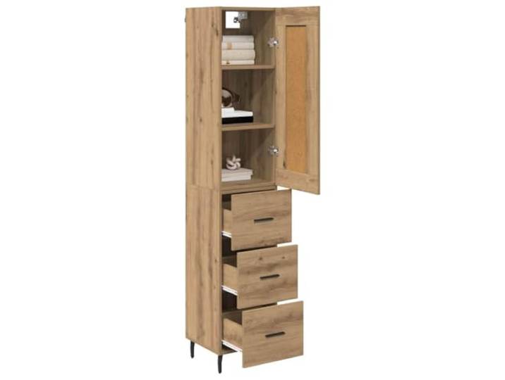 KTHLBRH Sideboard mit Schublade Eiche Handwerk 34,5 x 34 x 180 cm Mehrschichtiges Holz, 1 Scharniertür, Metallbeine, für Esszimmer oder Küche