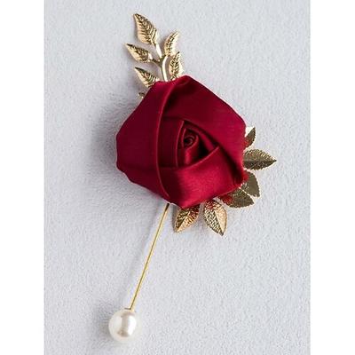 Rosen-Anstecknadel aus Polyester für Herren – verschiedene Farben – elegantes Accessoire für Hochzeiten und Partys mit Perlenverzierungen