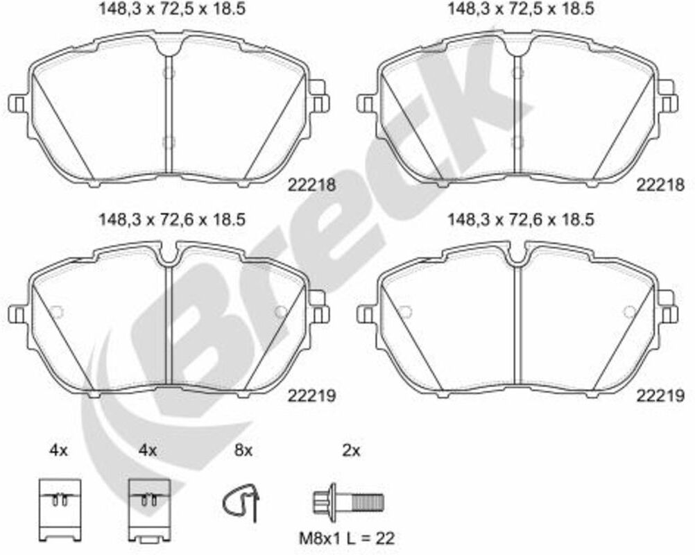 Bremsbelagsatz BRECK 22218 00 701 00