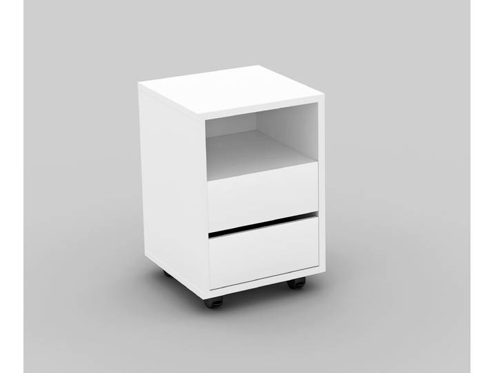 Rollcontainer HOME AFFAIRE Agapi , weiß, B:40cm H:62cm T:40cm, ABS-Kunststoff, Holzwerkstoff, Rollwagen, Rollcontainer, Bürocontainer im modernen Design, 40x40x62 cm, 2 Schubkästen