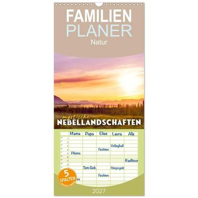 Familienplaner 2027 - Mystische Nebellandschaften mit 5 Spalten (Wandkalender, 21 x 45 cm) CALVENDO
