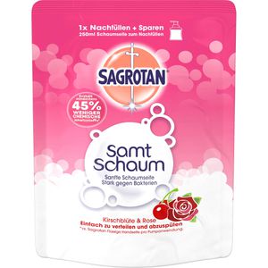 Sagrotan Seife Samt-Schaum Kirschblüte & Rose, Schaumseife, Nachfüller, antibakteriell, 250ml