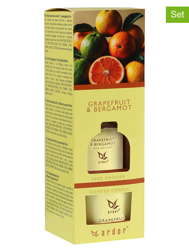 ARDOR 2tlg. Raumduft-Set ''Grapefruit & Bergamot'' in Gelb - onesize