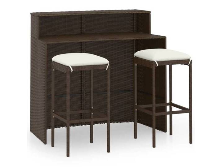 Soldes D'été* Ensemble de bar de jardin - Mobilier d'extérieur - avec coussins 3 pcs Marron - Anti corrosion FR7260982