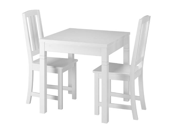 Schöne Kleine Essgruppe Tisch und 2 Stühle Kiefer Massivholz Weiß