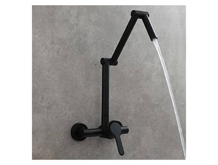 Klapphahn, High Messing Pot Füllstoff Tippwand montiert Küchenarmatur Kalt und heißes Wasser Klapperfalt Auslauf schwarzer Chrom -Nickelmixer Taps(Style A black)