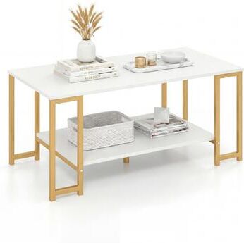 Costway Modern Accent Table with Open Storage Shelf for Apartment and Lounge-White