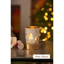 Corso Votivglas 7cm Bäume creme/gold