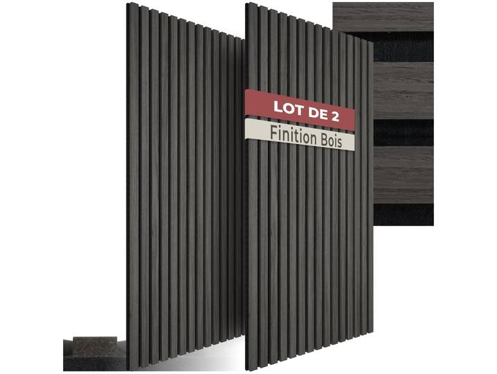 Lot De 2 Panneaux Acoustiques 60 X 120 2\,1cm Chêne Noir