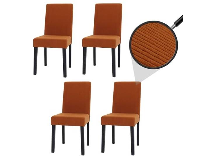 Mendler 4er-Set Esszimmerstuhl Littau - terrakotta, dunkle Beine Stuhl, Küchenstuhl, Hochlehner, Stoff/Textil, Cord Holz