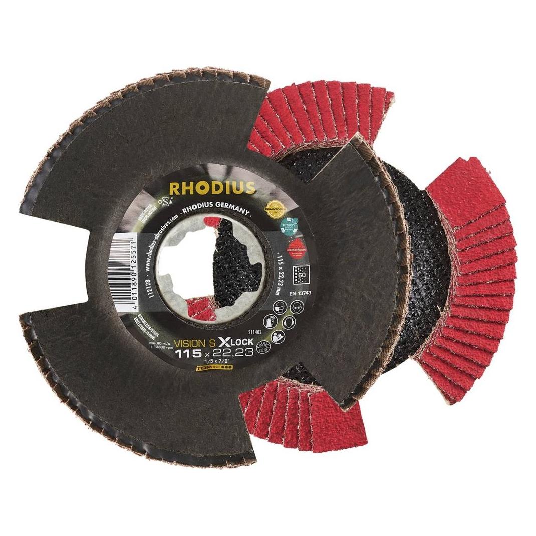Rhodius TOPline VISION SPEED X-LOCK Fächerschleifscheibe 115 x 22,23 mm K60 (60) (95410701)