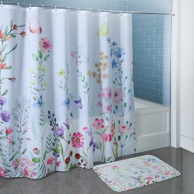 Duschvorhang & Badematte "Florales Design"
