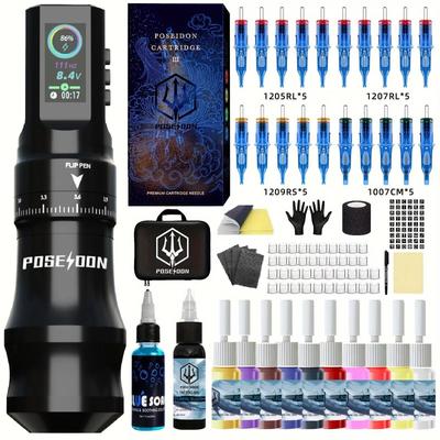 Professional Tattoo Pen Kit With Power Supply And Accessories tu33 2