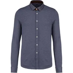 Kariban Herren Jacquard Strickhemd langarm Hemd K507 jacquard blue S