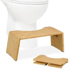 Relaxdays Klappbarer Toilettenhocker aus Bambus Hellbraun