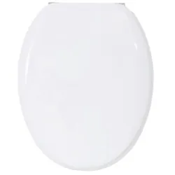 MSV WC Sitz Toilettendeckel MDF Holzkern "Uni weiß" Scharniere aus Edelstahl - hochwertige und stabile Qualität