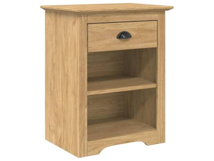 GHVBNMF Nachttisch BODO Honigbraun 53x38,5x67 cm Holzwerkstoff Kompakter Beistelltisch für Schlafzimmer & Wohnzimmer mit praktischer Schublade und offenem Fach in Honigbraun-Optik.