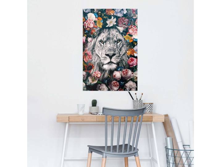 Poster Löwe Flower Papier Multicolor 61 x 92 x 0cm