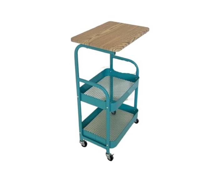 Trolley mit Rollen, kleiner Nachttisch Mehrzweck-Organizer for Wohnzimmer und Schlafzimmer(Green-3)
