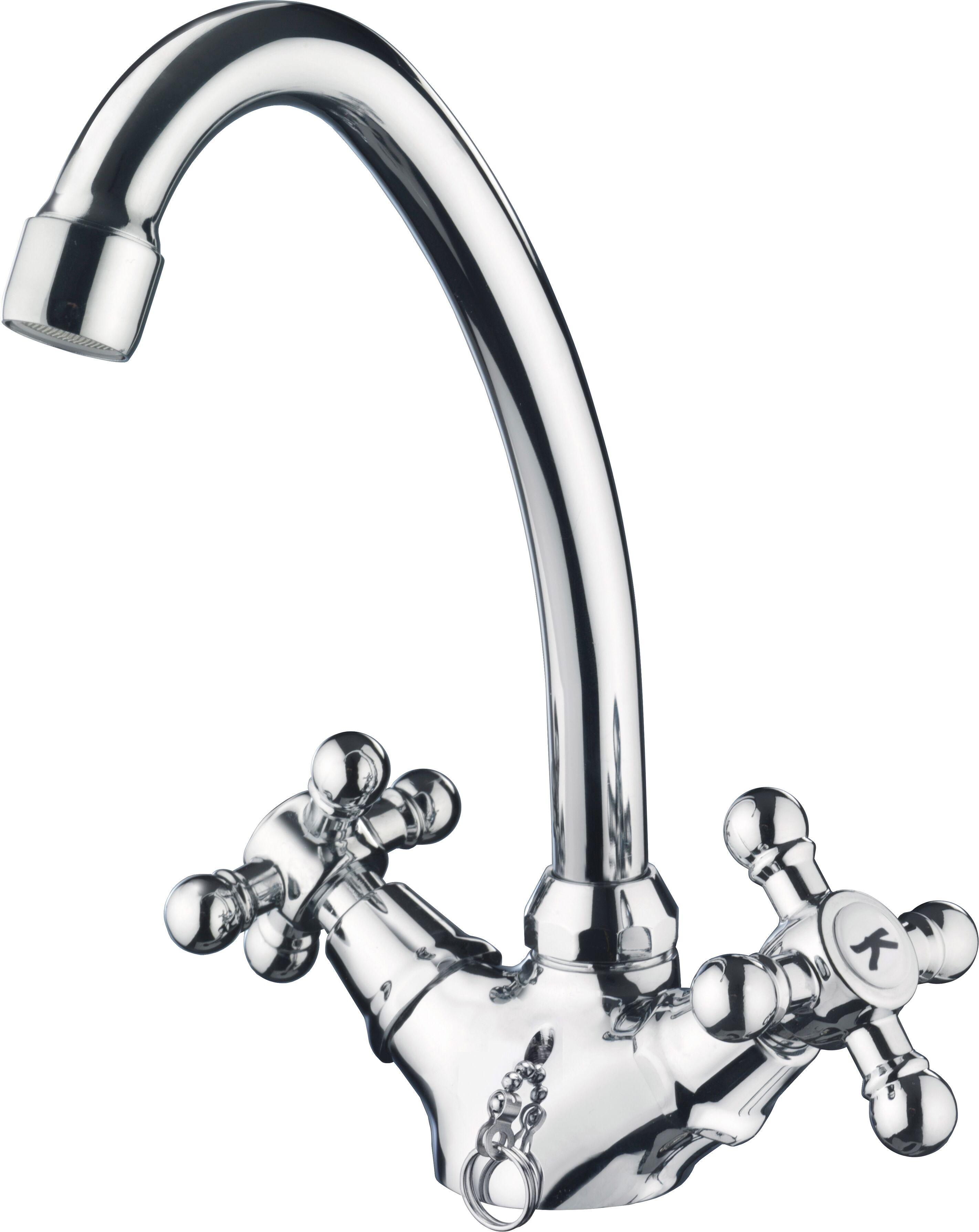 Waschtischarmatur CORNAT "Nostalgie" Verchromter Messingkörper - Hohe Auslaufhöhe - Schwenkbar", grau (chrom), B:15,5cm H:28cm T:10cm, Messing, Armaturen, Ohne Ablaufgarnitur / Wasserhahn Bad / Waschbecken-Armatur/ Badarmatur