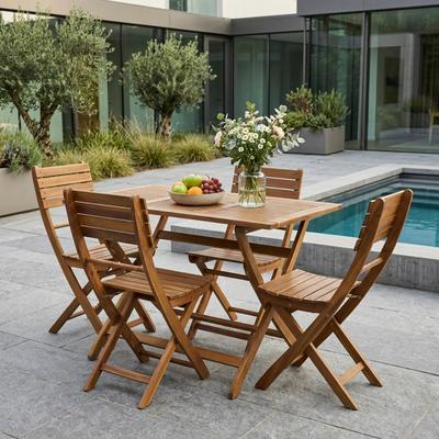 PRO_SELLERS 5-Piece Patio Set for Home Improvement Acacia Wood Durable Material N