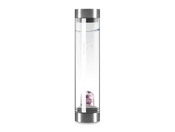 VitaJuwel Sana Premium WELLNESS Karaffe aus Glas mit Edelsteinen (Amethyst, Rosenquarz & Bergkristall) – beruhigend, ausgleichend, entspannend