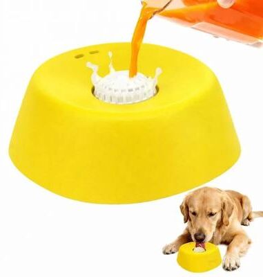Inspire Select Slow Feeder Dog Bowl With Lick Mat Anti Choking Non Slip Pet Bowl For Bone Broth & Yogurt Treats yellow