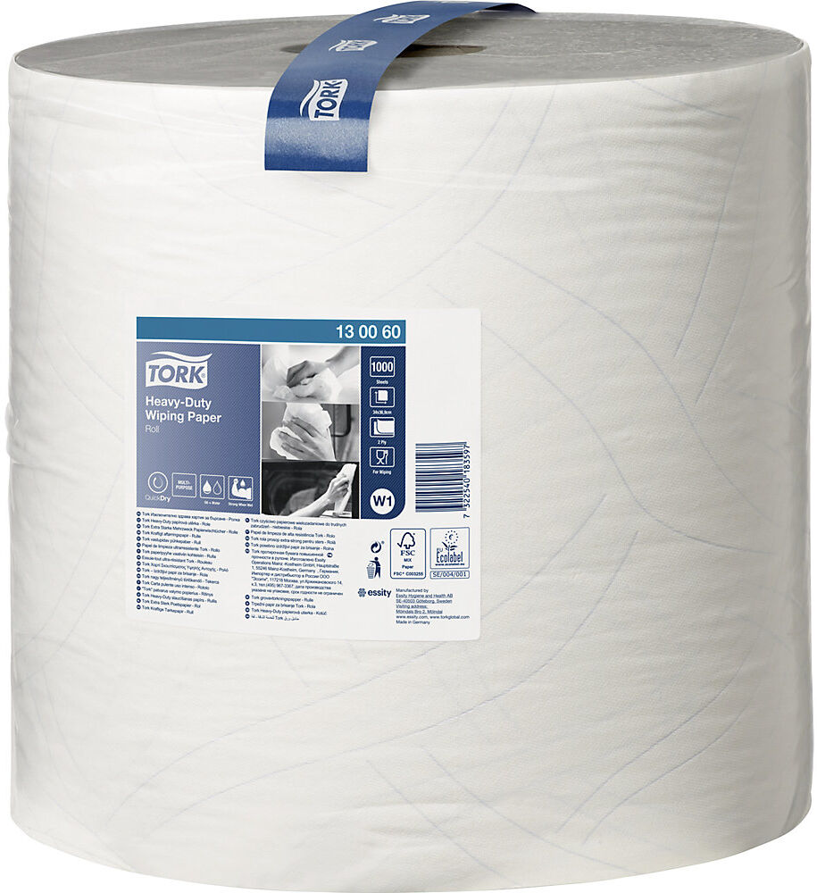 Papierwischtücher, extrastark, TAD-Qualität, 2-lagig, weiß, VE 1 Rolle, 1000 Blatt/Rolle TORK