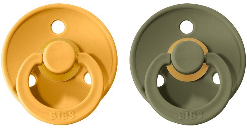 BIBS Colour Natural Rubber Size 1: 0+ months tétine Honey Bee / Olive 2 pcs
