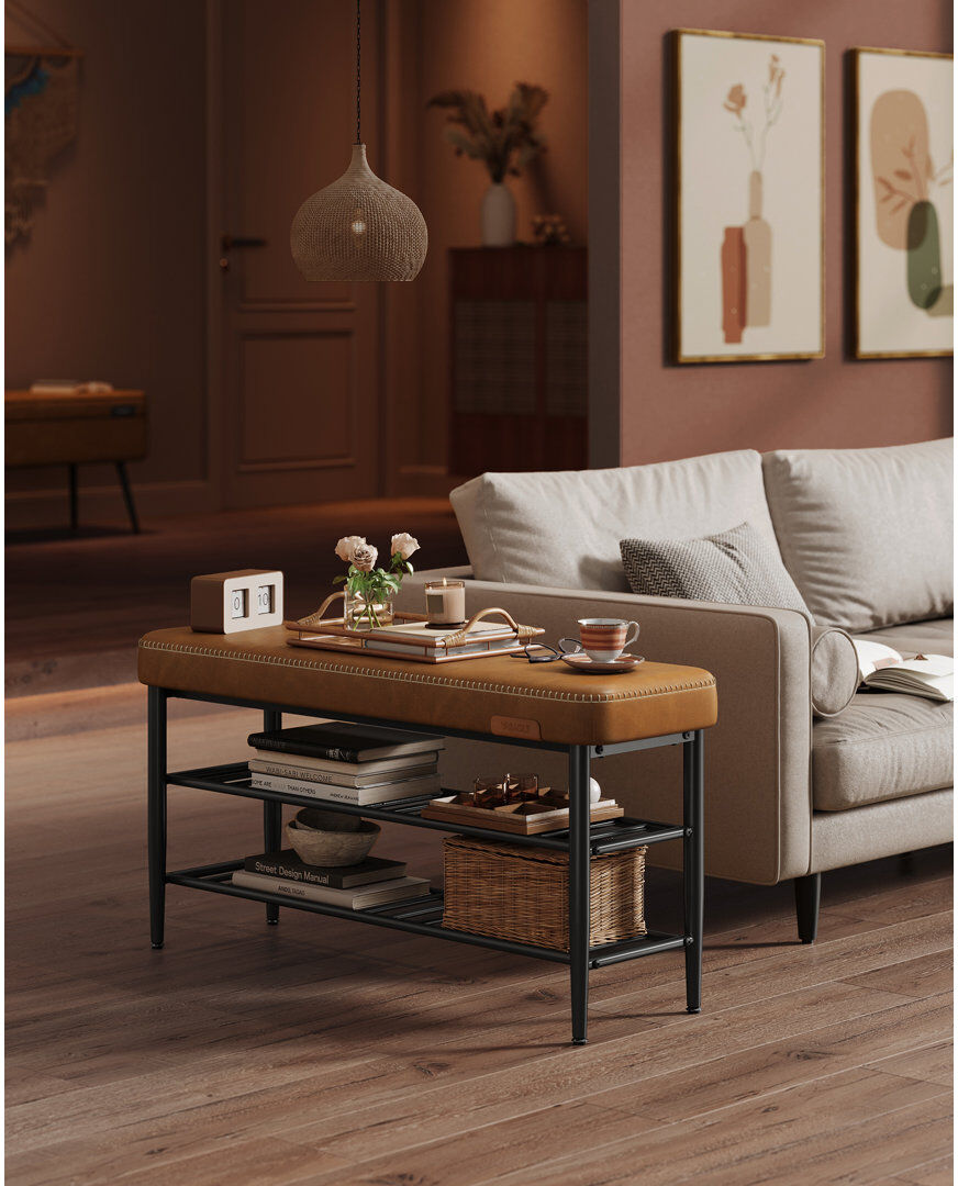 Lark Manor Arrigo Revolution Performance Fabrics® Upholstered Storage Bench Brown 50cm H X 100cm W X 30cm D