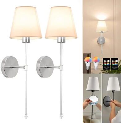 Uplift Picks Nordic Rechargeable RGB Fabric Wall Sconce With Remote Control silver (rgb) 2 Pcs
