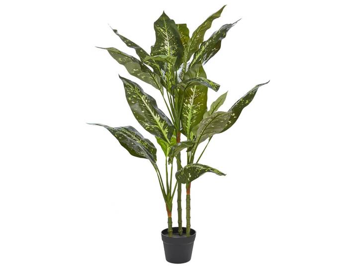 Beliani Kunstpflanze im Blumentopf 110 cm Grün/Schwarz Dieffenbachia, Grün, Schwarz, Kunststoff, 110 cm, Dekoration, Blumen & Blumentöpfe, Kunstpflanzen