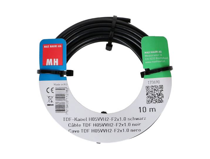 Max Hauri AG TDF-Kabel H05Vvh2-F2X1.0 10m schwarz