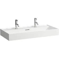 Laufen Waschtisch Kartell, Graphit matt, 1.200 x 460 mm, Höhe 120 mm, wandhängend, 2 Hahnlöcher, Sanitärkeramik