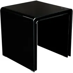 Beistelltisch Tisch Set Modern Wohnzimmertisch Glas schwarz Couchtisch 2 teilig schwarz, Belastbarkeit 15kg, Glasdicke 1 cm, H 39-42 cm, 2er Set