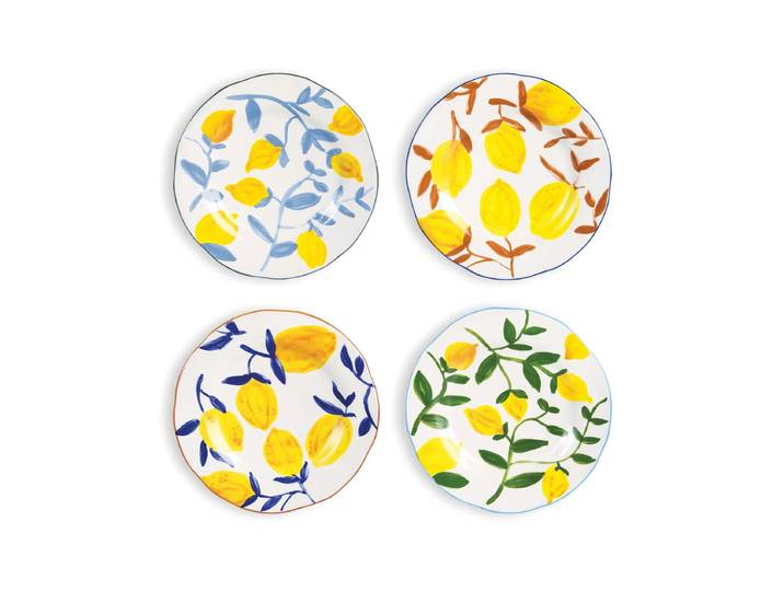 &klevering - Lemon Teller Zweig, Ø 22 cm, mehrfarbig (4er-Set)