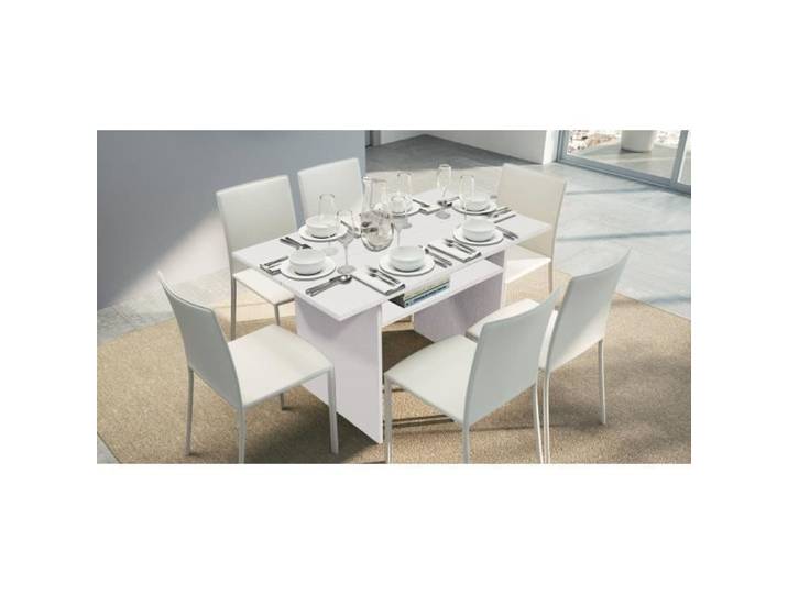Dmora - Table extensible Dgalles Table à manger avec ouverture de livre Console polyvalente extensible 120x70h75 cm Blanc