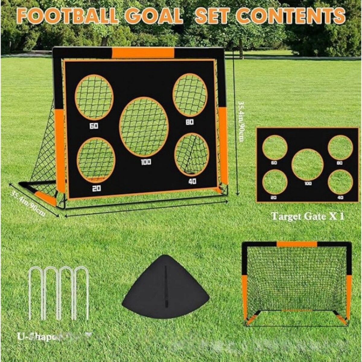 INF But de football portable style crochet 1.2x0.9m – But d'entraînement pliable pop-up avec filet résistant aux déchirures et