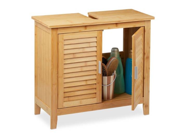 Relaxdays Waschbeckenunterschrank Bambus