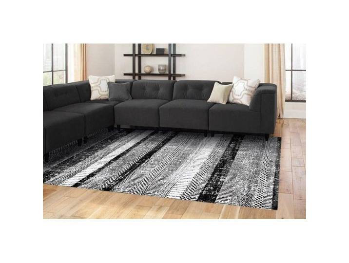Tapis de Salon Moderne Noir et Gris - Style Industriel & Loft - Neuf