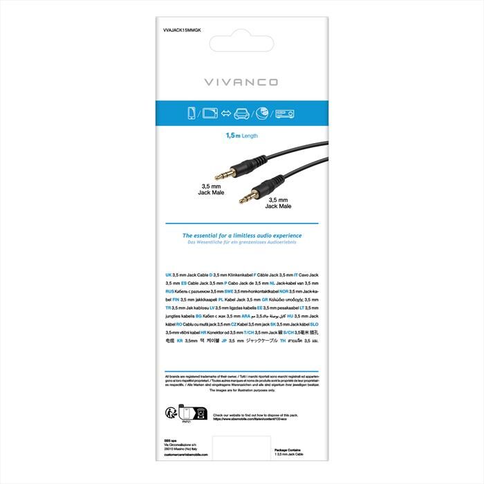 SBS Audio Connection 3.5mm Plug <-> 3.5mm Plug Flat-nero