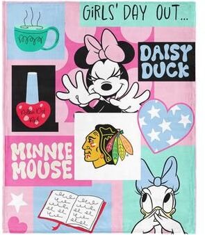 NHL Disney Minnie Mouse Checker Floral Pink Silk Touch Throw Blanket