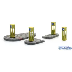 Artitec Fertigmodell Verkehrspoller (4x) und Verkehrsinseln (2x) 387.457