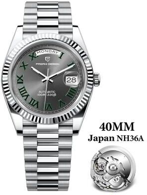 Uplift Essentials Automatic Day Date Mechanical Watch Luxury NH36A Movement Sapphire Timepiece gray