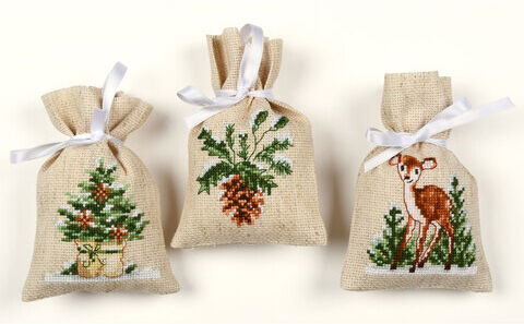 Geschenksäckchen "Winterwald", 3er-Set
