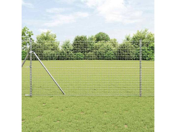 vidaXL Bodenmontierter Euro-Zaun 10 x 1 m Verzinkter Stahl Silber Netz