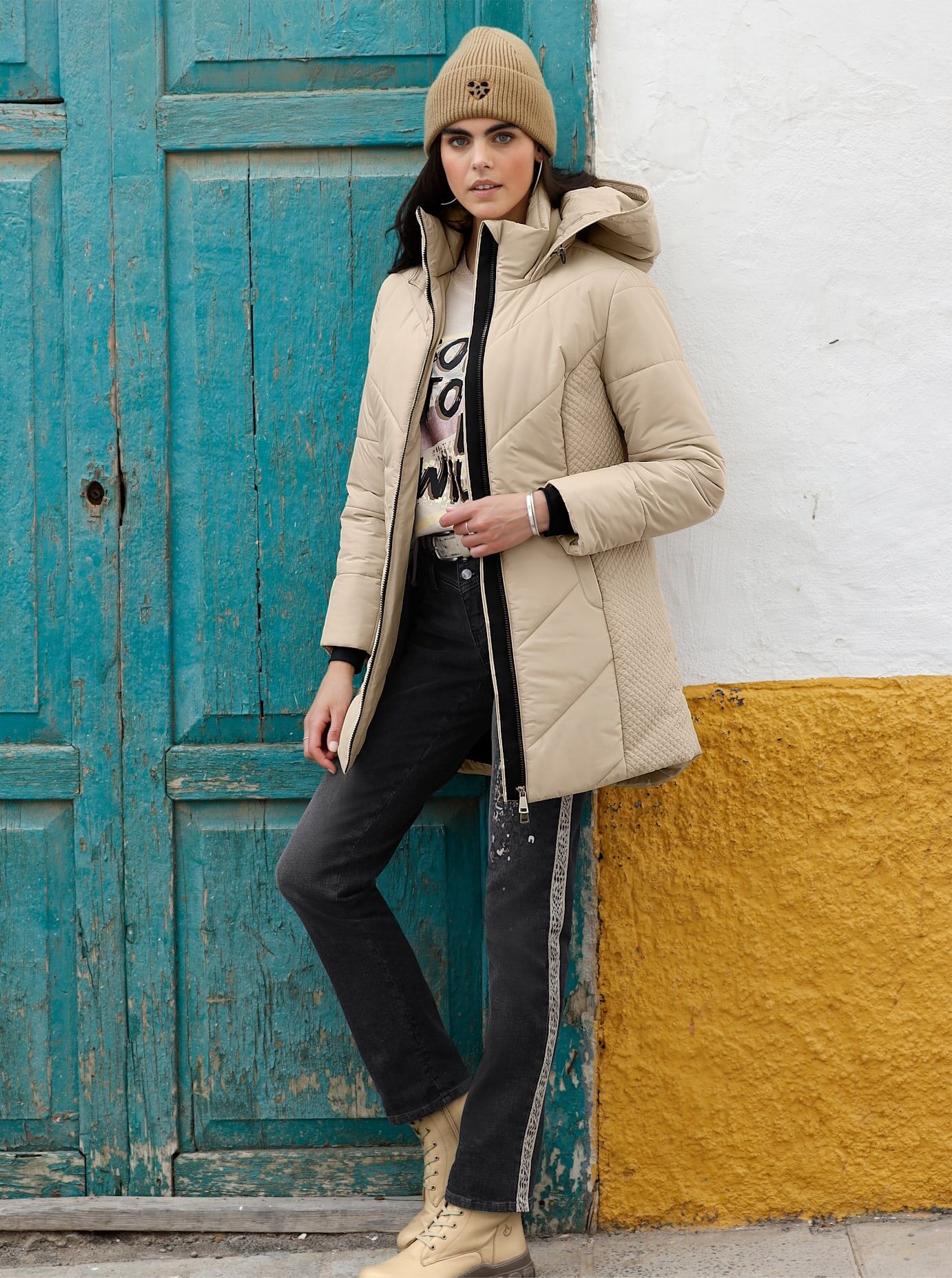 Strickmütze HEINE, Damen, beige (camel), Viskose, Mützen Strickmütze camel Einheitsgröße
