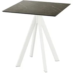 Feros Infinity Terrassentisch Weiß gestell + Midnight Marble HPL 70x70 cm