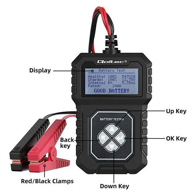 Qoltec Batterietester mit LCD 12V 30Ah 220Ah AGM GEL (50686)