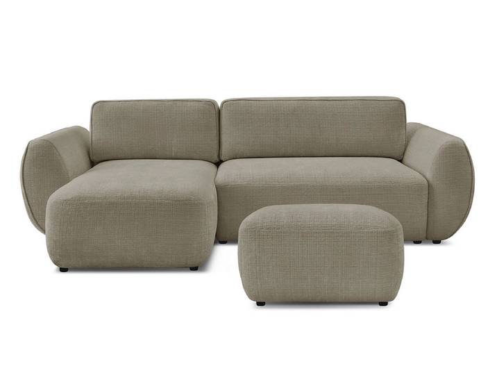 Ecksofa mit Hocker BOBOCHIC DENISE Stoff mit Textur taupe